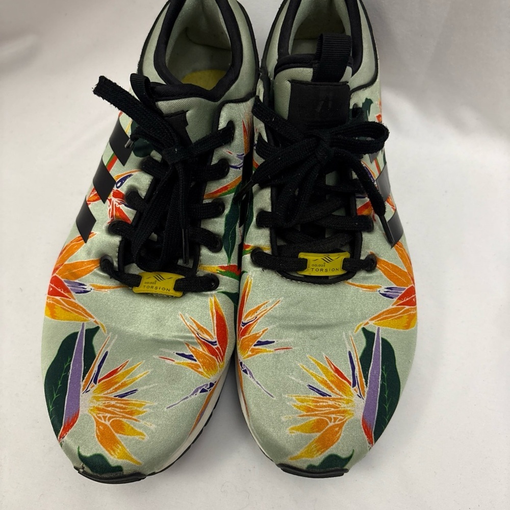Adidas Originals Mens ZX FLUX NPS Blush Green Floral All Over Print Sneaker 10 - Picture 4 of 16